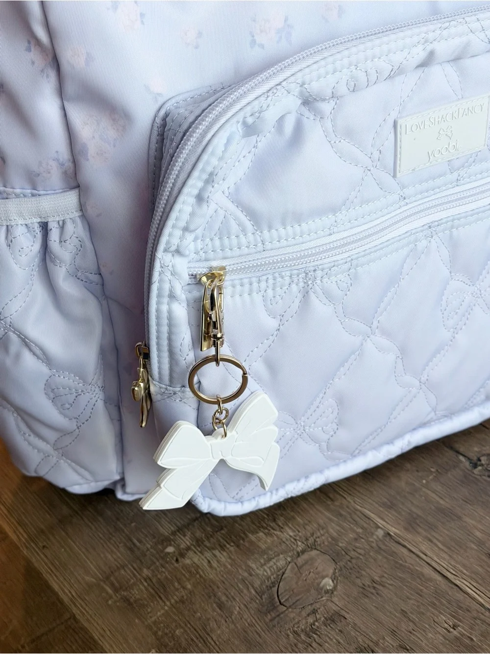 Light Blue Floral Backpack for Women